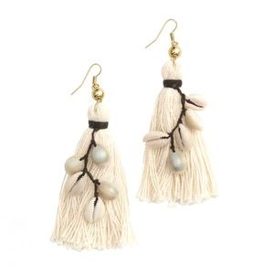 H&M White Tassel Drop Earrings With Seashells